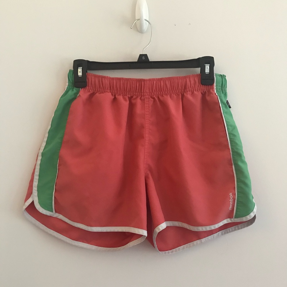 Reebok Pink and Green Athletic Shorts M